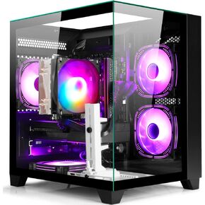LXZ Gaming PC Desktop AMD Ryzen 7 8700F | AMD Radeon RX 7650GRE 8GB | 32GB DDR5 RAM | 1TB SSD | High-End Tower Computer(Black)