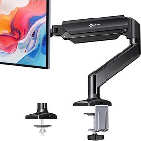 Single Monitor Mount for 13-32 Inch Screens, Gas Spring Monitor Arm with Height Adjustable VESA Bracket, Stand Holds 4.4-19.8lbs, Clamp/Grommet Installation
