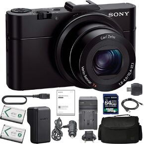 Sony Cybershot DSC-RX100 II Digital Camera (DSCRX100M2/B) + 64GB Pro Kit Combo Bundle - International Version (One Year Wty)
