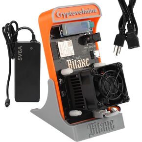 Bitaxe Gamma 601 Bitcoins Miner BM1370 Asic Chip 1.2TH/s Solo Miner 18W/TH Energy Efficiency 2.4G WiFi Home Use BTC Miner Low Noice Crypto Miner Include PSU with Open Source, Updated Software,Orange