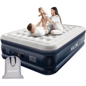 nalone Air Mattress Full with Built in Pump, 18'' Luxury Self Inflatable Mattress, 2025 Upgraded Fast Blow Up Mattress with Carry Bag, Portable Air Bed for Home, Travel & Camping, 650lbs Max
