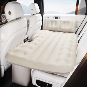 Portable Car Air Mattress for Backseat, Electric Inflatable Bed for Travel, Quick Inflation, Comfortable Sleeping Pad for Cars, SUVs, and RVs – Convenient Setup and Storage (Beige)