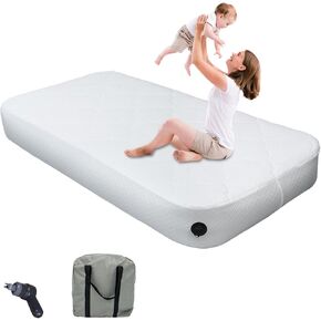 Luxury Air Mattress with Nylon Fiber Cover Inflatable Bed with Wireless Pump 3-Min Quick Inflation Adjustable Firmness Portable Blow Up Mattress for Guest Camping & Home Use 300lbs Max