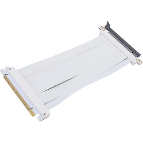 Zopsc PCIE 5.0 X16 Riser Cable White 128Gbps GPU Extension Adapter 180 Degree PCIE 5.0 Graphics Card Extender 128Gbps High Speed Flexible Cable with Unique Protector