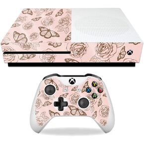 MightySkins Glossy Glitter Skin for Microsoft Xbox One S - Butterfly Garden | Protective, Durable High-Gloss Glitter Finish | Easy to Apply, Remove, and Change Styles | Made in The USA