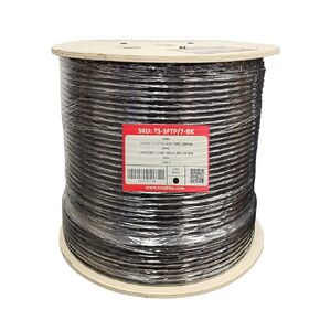 TS Cables CAT7 Plenum Cable 1000ft | 23AWG S/FTP 4-Pair 1000MHz Pure Copper Shielded Ethernet Cable | Fire-Retardant, High-Speed Data Transfer | Available in Blue, White, and Black (Black)