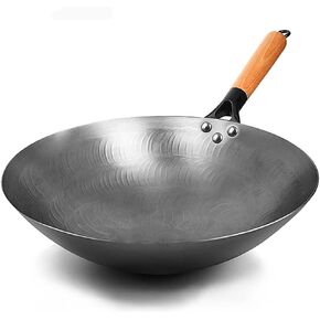 Uncoated Iron Wok Chinese Handmade Wok Pan for Gas Stove (A 32Cm)，A-32cm，A-32cm，A-32cm