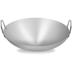 Double Ear Stainless Steel Wok/Pan - 34/43Cm,No Coated/Non Stick Cook,Gas Stove Induction Cooker Universal,43Cm,40Cm (38Cm)，38cm，38cm，38cm