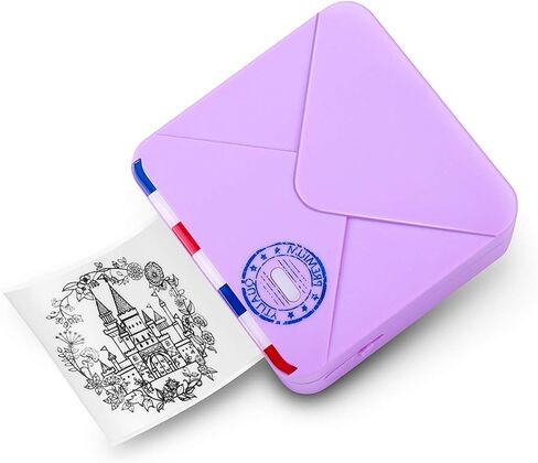 Memoqueen M02S Mini Thermal Sticker Printer, Portable Bluetooth Printer, Compatible with iOS & Android, 300DPI Wireless Connection, 15/25/53mm Print Size Apply to Office, Home, Study, Gift - Purple in Saudi Arabia
