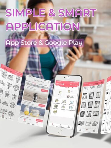 طابعة ملصق حراري مينى M02S ، طابعة بلوتوث المحمولة ، متوافقة مع iOS & Android ، اتصال لاسلكي 300 دب لا جاسوس ، حجم طباعة 15/25/53 مم ينطبق على المكتب ، المنزل ، الدراسة ، الهدية - الأرجواني in Saudi Arabia