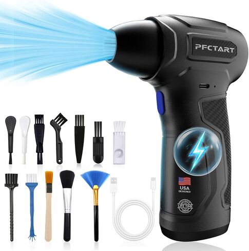 Compress Air Duster, 200000RPM Electric Air Duster with Brushless Motor, Roller Adjustment, Rechargeable Cordless Air Blower for Keyboard, PC, Car, Home Cleaning Kits in Saudi Arabia