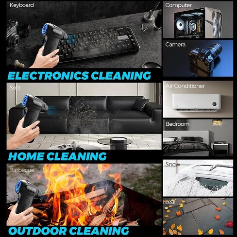 Compress Air Duster, 200000RPM Electric Air Duster with Brushless Motor, Roller Adjustment, Rechargeable Cordless Air Blower for Keyboard, PC, Car, Home Cleaning Kits in Saudi Arabia