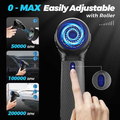 Compress Air Duster, 200000RPM Electric Air Duster with Brushless Motor, Roller Adjustment, Rechargeable Cordless Air Blower for Keyboard, PC, Car, Home Cleaning Kits in Saudi Arabia