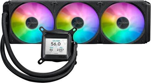 ASUS Prime LC ARGB LCD All-in-one CPU Liquid Cooler with Sharp Screen showcasing CPU & GPU Information with Different Background, high-Performance Pump Armed with Robust Motor, Daisy-chainable Fans in Saudi Arabia