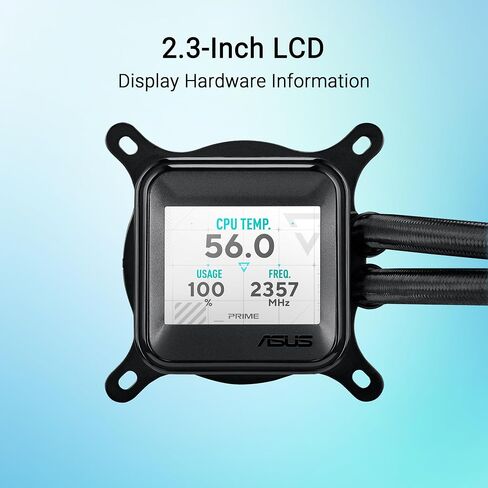 ASUS Prime LC ARGB LCD All-in-one CPU Liquid Cooler with Sharp Screen showcasing CPU & GPU Information with Different Background, high-Performance Pump Armed with Robust Motor, Daisy-chainable Fans in Saudi Arabia
