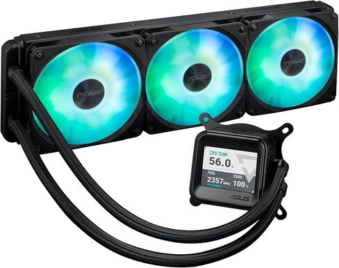 ASUS Prime LC ARGB LCD All-in-one CPU Liquid Cooler with Sharp Screen showcasing CPU & GPU Information with Different Background, high-Performance Pump Armed with Robust Motor, Daisy-chainable Fans in Saudi Arabia