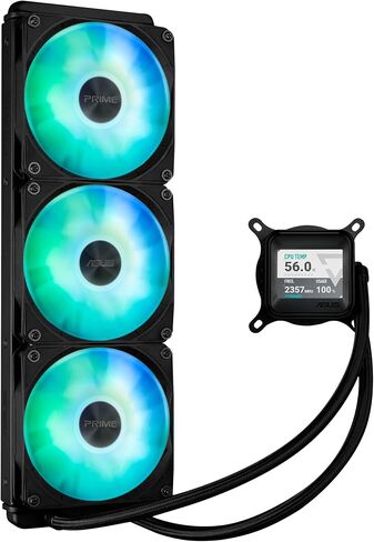 ASUS Prime LC ARGB LCD All-in-one CPU Liquid Cooler with Sharp Screen showcasing CPU & GPU Information with Different Background, high-Performance Pump Armed with Robust Motor, Daisy-chainable Fans in Saudi Arabia