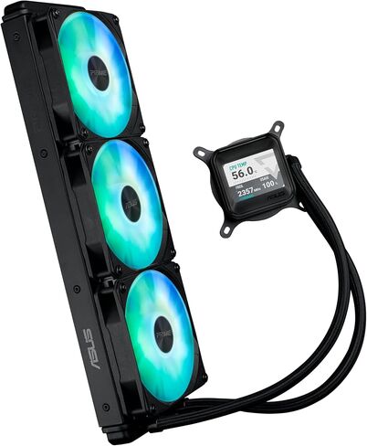 ASUS Prime LC ARGB LCD All-in-one CPU Liquid Cooler with Sharp Screen showcasing CPU & GPU Information with Different Background, high-Performance Pump Armed with Robust Motor, Daisy-chainable Fans in Saudi Arabia