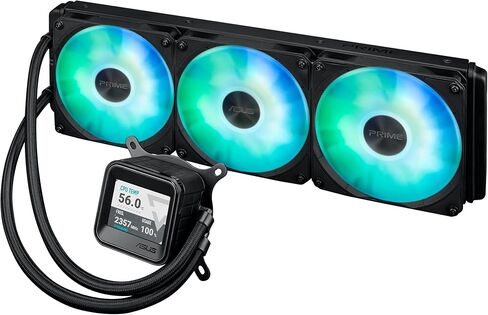 ASUS Prime LC ARGB LCD All-in-one CPU Liquid Cooler with Sharp Screen showcasing CPU & GPU Information with Different Background, high-Performance Pump Armed with Robust Motor, Daisy-chainable Fans in Saudi Arabia