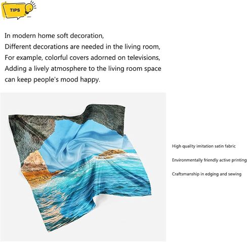 Light Luxury Seaside Scenery Printed TV Dust Cover,Soft Screen Protector 43inch 55inch 60inch Large Size Desktop Wall Hanging Curved Screen Cover Cloth(Size:55in,Color:C) in Saudi Arabia
