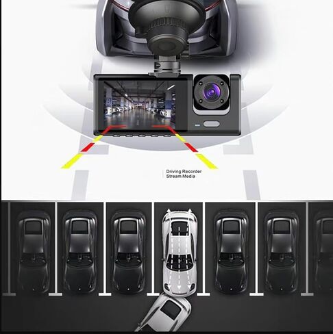 Dash Cam الأمامي داخل وخلفية HD 1080p ، كاميرا Dash 3 قناة ، شاشة 2 "مع رؤية ليلية ، تسجيل حلقة ، شاشة مواقف للسيارات على مدار 24 ساعة ، استشعار G ، اكتشاف الحركة (DashCam+16 GB بطاقة الذاكرة) in Saudi Arabia