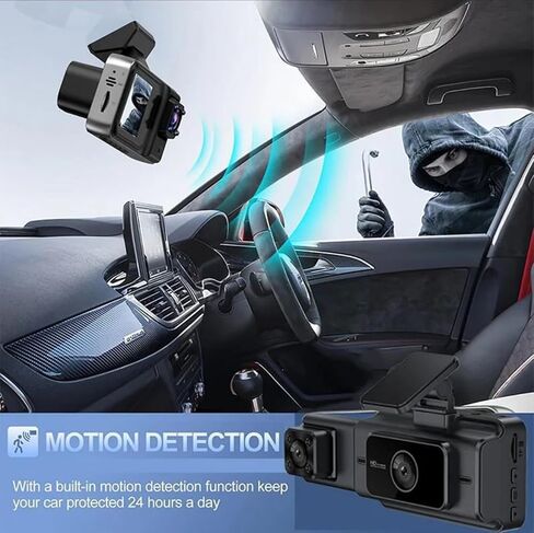 Dash Cam الأمامي داخل وخلفية HD 1080p ، كاميرا Dash 3 قناة ، شاشة 2 "مع رؤية ليلية ، تسجيل حلقة ، شاشة مواقف للسيارات على مدار 24 ساعة ، استشعار G ، اكتشاف الحركة (DashCam+16 GB بطاقة الذاكرة) in Saudi Arabia