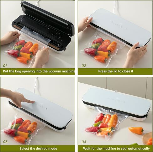 Vacuum Sealer for Food,65kpa Precision Suction Power 6-in-1 Food Sealers Machine,Fast- Compact Food Saver with 20 Large Vacuum Bags&Glass Touch Screen,White in Saudi Arabia