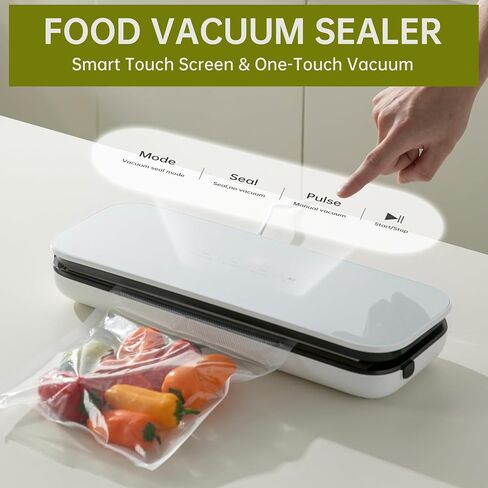 Vacuum Sealer for Food,65kpa Precision Suction Power 6-in-1 Food Sealers Machine,Fast- Compact Food Saver with 20 Large Vacuum Bags&Glass Touch Screen,White in Saudi Arabia