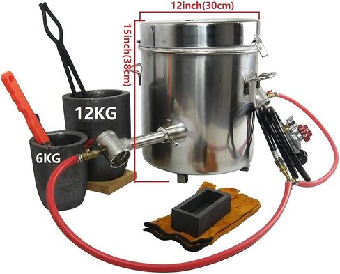 LSMIITTH 8 KG Gas Metal Melting Furnace kit 2642°F / 1450°C Propane Furnace Dual Burner (Each 100,000 BTU) Foundry Home Kiln Smelting Casting Tools Refining Recycle Gold Silver Copper Aluminium in Kuwait