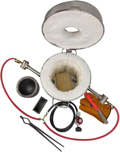LSMIITTH 8 KG Gas Metal Melting Furnace kit 2642°F / 1450°C Propane Furnace Dual Burner (Each 100,000 BTU) Foundry Home Kiln Smelting Casting Tools Refining Recycle Gold Silver Copper Aluminium in Kuwait