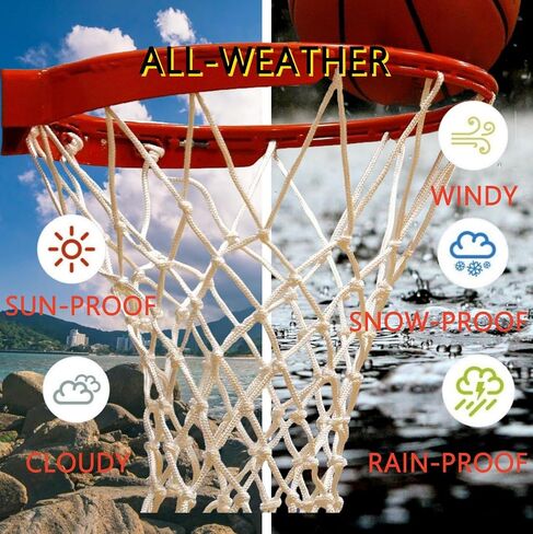 2 Pcs Heavy Duty Basketball Hoop Net 12 Loop Standard Indoor or Outdoor Nylon Braided Multicolor Duty Basketball Net Strong and Durable Replacement Basketball Net Basketball Accessories in Saudi Arabia