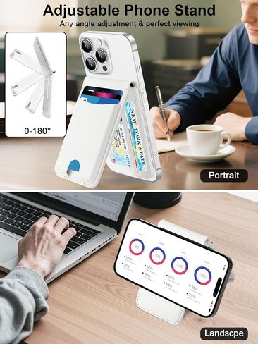 TopMade for MagSafe Wallet, Works with Apple Find My, Strongest Magnetic Phone Wallet for iPhone 16/15/14/13/12 Series, Magnetic Card Holder with Adjustable Stand, ID Window, 6 Cards Holder, Navy Blue in Saudi Arabia