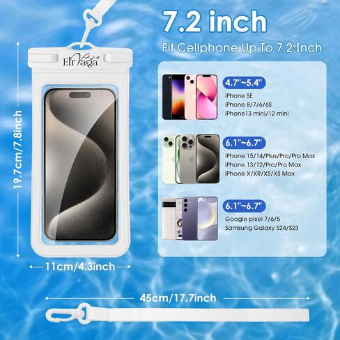 2 Pack IPX8 POUCH POUCH POUCH FOR iPhone 16/15/14/13 PRO MAX PLUS (7.2 بوصة) - السباحة ، الغوص ، الغطس ، مقاوم للثلوج - FRANCED FRANDWEN FRANDWEN in Kuwait