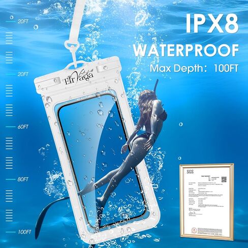2 Pack IPX8 POUCH POUCH POUCH FOR iPhone 16/15/14/13 PRO MAX PLUS (7.2 بوصة) - السباحة ، الغوص ، الغطس ، مقاوم للثلوج - FRANCED FRANDWEN FRANDWEN in Kuwait