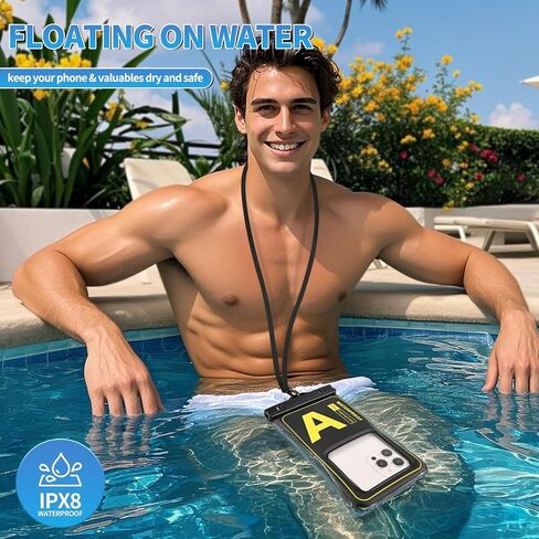 حقيبة هاتف مقاومة للماء ، علبة هاتف IPX8 العائمة للماء تناسب 7 ″ هواتف وحرف لامع وتصميم حزام عنق/كروس قابل للتعديل ، سفينة سفر سفر شاطئية （قزحية أرجواني in Saudi Arabia