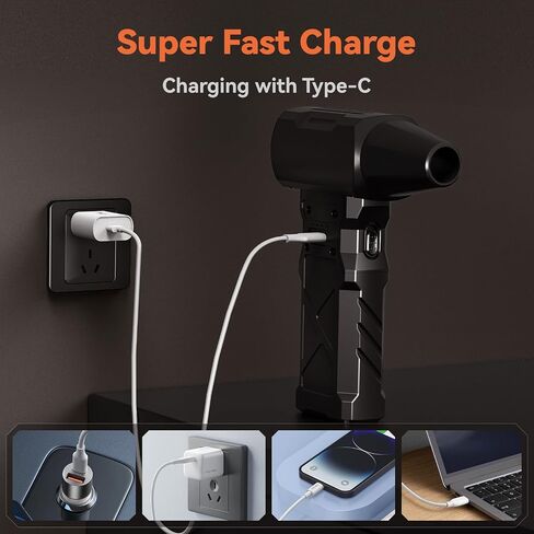 Compressed Air Duster-100000RPM Electric Air Duster for PC&Keyboard Cleaning，4-Speed Cordless Turbo Fan Rechargeable Reusable Compressed Air Blaster for Car, Air Bed, Outdoors, Home.X3 in Saudi Arabia