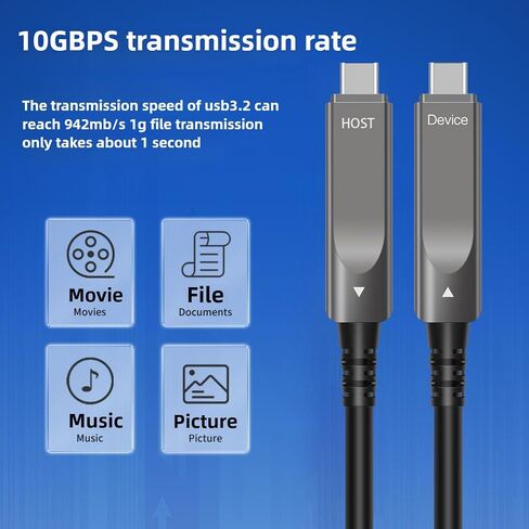 131 قدمًا/40M كبل بيانات USB C الألياف الضوئية ، 10 جيجابت في الثانية من المسافات الطويلة نقل بيانات USB 3.1 C إلى C ، من أجل VR ، الكاميرا ، الكمبيوتر ، الكمبيوتر المحمول ، كاميرا الويب ، الطابعة ، كاميرا الويب إلخ. in Kuwait