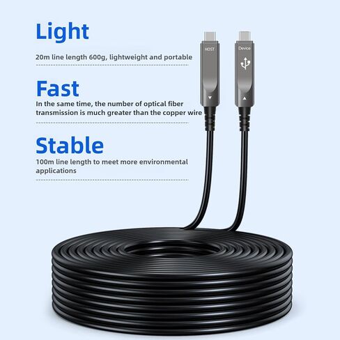 131 قدمًا/40M كبل بيانات USB C الألياف الضوئية ، 10 جيجابت في الثانية من المسافات الطويلة نقل بيانات USB 3.1 C إلى C ، من أجل VR ، الكاميرا ، الكمبيوتر ، الكمبيوتر المحمول ، كاميرا الويب ، الطابعة ، كاميرا الويب إلخ. in Kuwait