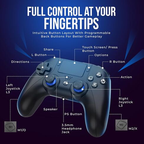 ESSILX Wireless Controller for PS5, Compatible with PS5 Pro, PC, Turbo Function, 6 Axis Gyro Sensor, Dual Vibration, Black. in Saudi Arabia
