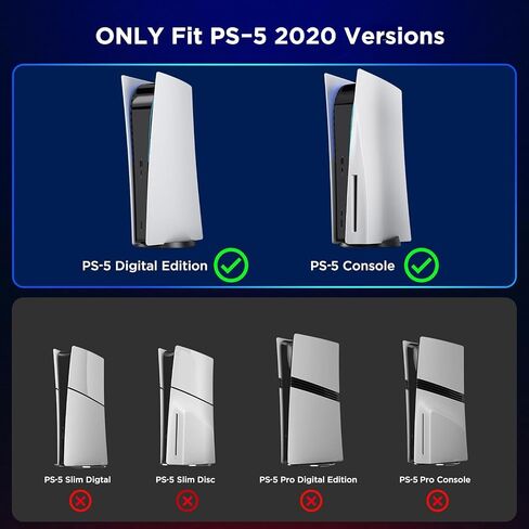 Yoges متوافقة مع محطة تبريد PS5 Slim مع مستشعر درجة الحرارة ، 2H FAST PS-5 Slim Dual Controller Station ، PS-5 Slim Stand Station Occorations Cooler Fan ، Black in Saudi Arabia