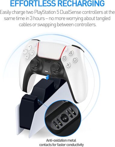 شاحن وحدة تحكم PS5 - مجموعة إكسسوارات محطة الإرساء ببديل للاستبدال السريع للبديل عن PlayStation 5 DualSense - انقر في التصميم وعدم وجود مصابيح مزعجة (بالأبيض والأسود) in Kuwait