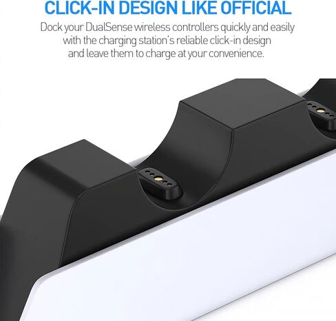 شاحن وحدة تحكم PS5 - مجموعة إكسسوارات محطة الإرساء ببديل للاستبدال السريع للبديل عن PlayStation 5 DualSense - انقر في التصميم وعدم وجود مصابيح مزعجة (بالأبيض والأسود) in Kuwait