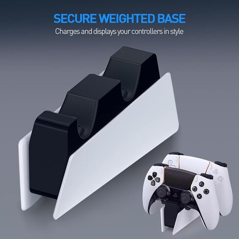 شاحن وحدة تحكم PS5 - مجموعة إكسسوارات محطة الإرساء ببديل للاستبدال السريع للبديل عن PlayStation 5 DualSense - انقر في التصميم وعدم وجود مصابيح مزعجة (بالأبيض والأسود) in Kuwait