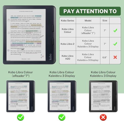 Case Compatible with Kobo Libra Colour(2024) and Kobo Libra 2(2021) e-Reader, Includes a Screen Protector - Premium PU Leather Cover with Auto Sleep/Wake in Saudi Arabia