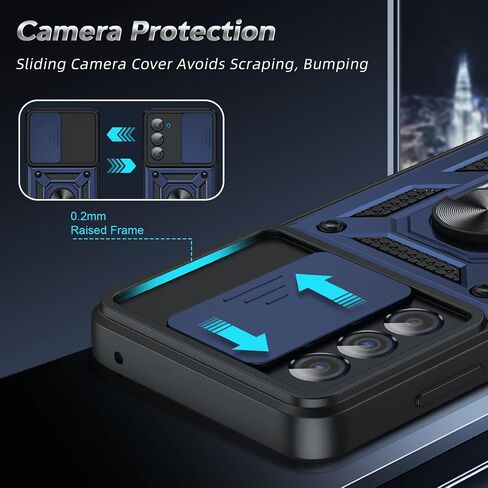 LeYi for Motorola Edge-5G UW 2021 Case: Motorola Edge 2021 Phone Case with Slide Camera Cover and Screen Protector, Heavy Duty Shockproof Android Unlocked Cover with Ring Stand Moto Edge 2021, Blue in Saudi Arabia