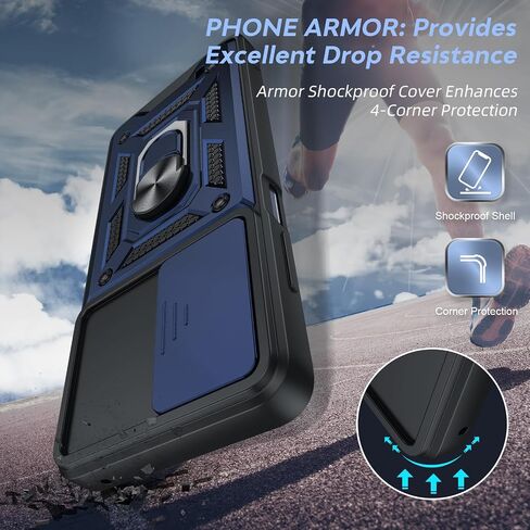 LeYi for Motorola Edge-5G UW 2021 Case: Motorola Edge 2021 Phone Case with Slide Camera Cover and Screen Protector, Heavy Duty Shockproof Android Unlocked Cover with Ring Stand Moto Edge 2021, Blue in Saudi Arabia