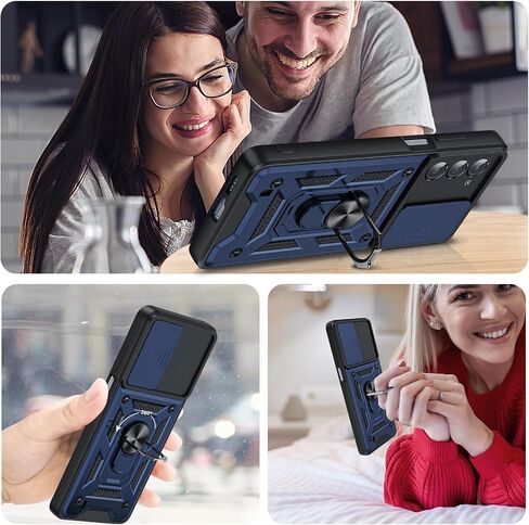 LeYi for Motorola Edge-5G UW 2021 Case: Motorola Edge 2021 Phone Case with Slide Camera Cover and Screen Protector, Heavy Duty Shockproof Android Unlocked Cover with Ring Stand Moto Edge 2021, Blue in Saudi Arabia
