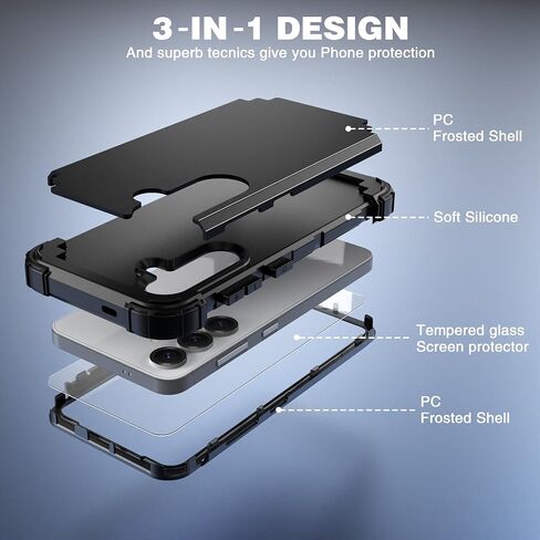 Idweel for Galaxy S25 5G Case مع واقي الشاشة ، الهجين 3 في 1 الحماية الثقيلة للخدمة الثقيلة المصد من PCER+SILOCON SILICONE SILECONE COMPLE in Saudi Arabia