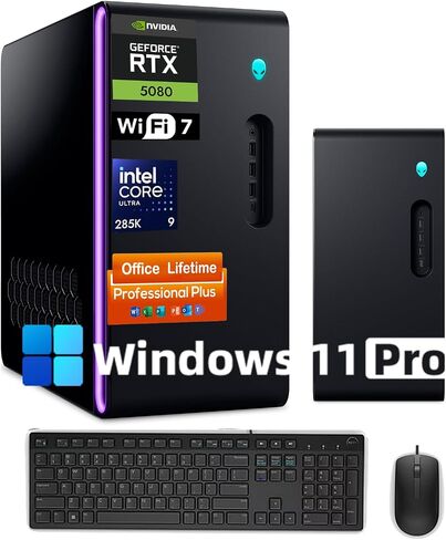 Alienware Aurora R16 Gaming Desktop - Nvidia RTX 5080 GDDR7 (Beats RTX 4090) ، Intel Ultra 9 285K (AI NPU) ، WiFi 7 ، Win 11 Pro ، ترخيص Lifetime (32GB DDR5 ، 2 تيرابايت SSD) in Kuwait