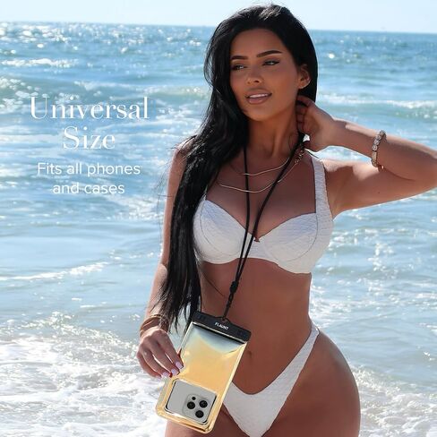 كره الذهب الذهبي المعدني مقاوم للماء حقيبة الهاتف العائمة مع Crossbody Lanyard - Travel Beach Cruise Ships - كبيرة in Kuwait